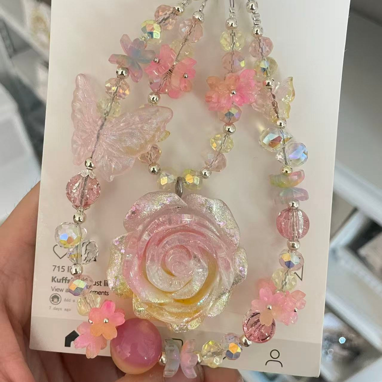 Bag Charm-Pink Flower